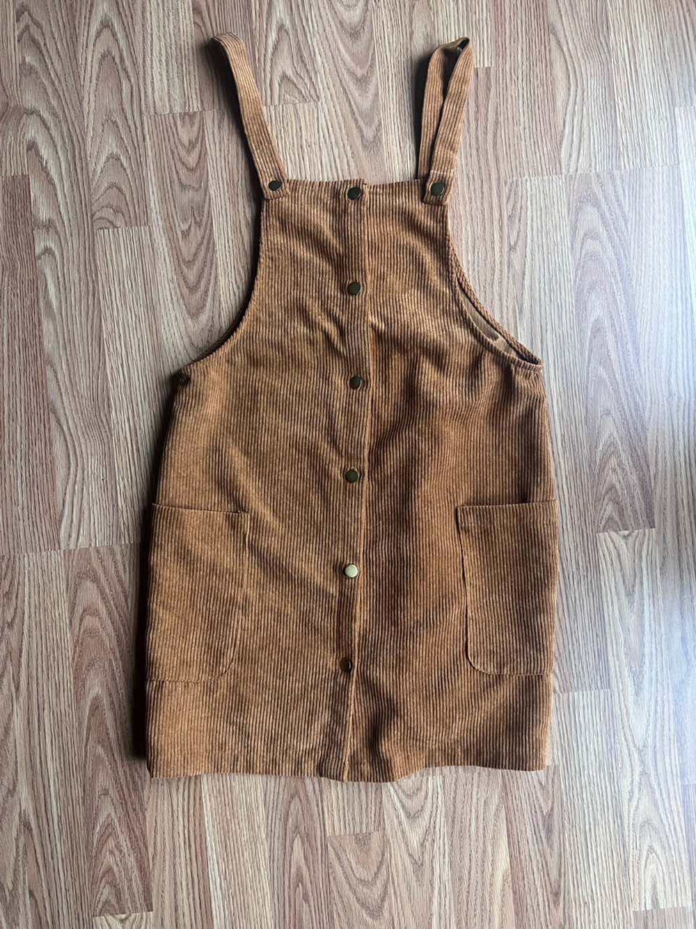 Brown Corduroy Snap-Front Dress
